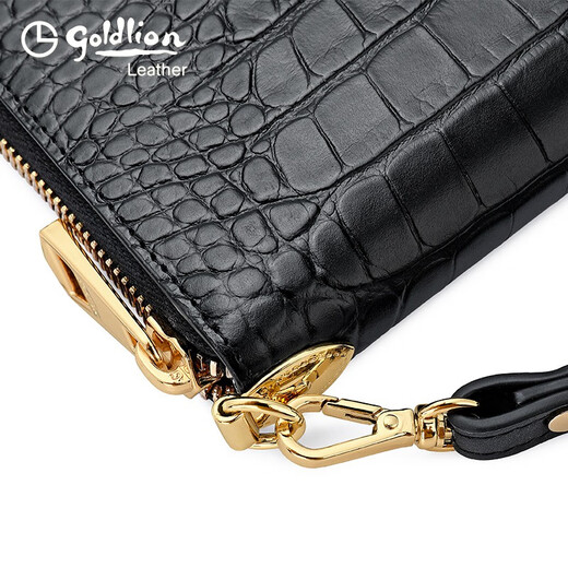 Goldlion wallet handbag 2025 new simple clutch women fashion women's wallet long wrist bag black