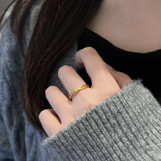 Shilian is suitable for 2024 new knotted ring for women, knotted 18k gold-filled niche design, high-end gold knotted ring, opening adjustable