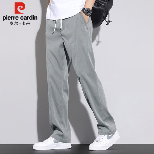 皮尔卡丹（pierre cardin）裤子男夏季薄款潮流宽松直筒休闲裤男士莱赛尔冰丝长裤 米色 2XL