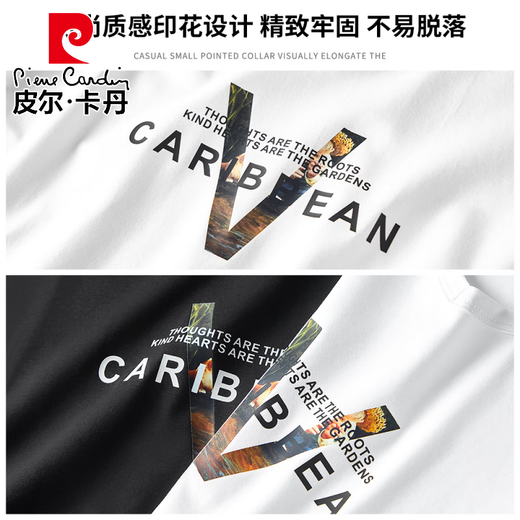 Pierre cardin 2025 Spring and Autumn Long Sleeve T-shirt Men's Thin Model Modal Cotton Autumn Clothes Black Trendy Printed Base Shirt Underwear Top 15122 Black M (suitable for 95-115Jin [Jin equals 0.5 kg])