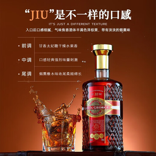 加兰帕斯英国洋酒威士忌40度烈酒调酒鸡尾酒基酒路易乔治双支700ML