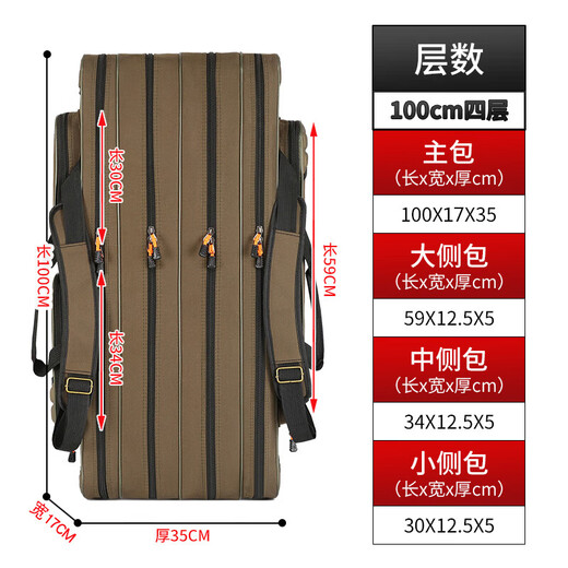 Simple jianyuenika fishing rod bag, lightweight multi-functional fishing backpack, large capacity waterproof rod bag, thickened and wear-resistant, wheel-free fishing gear bag, 80 cm two-layer (waterproof, thickened and wear-resistant fabric)