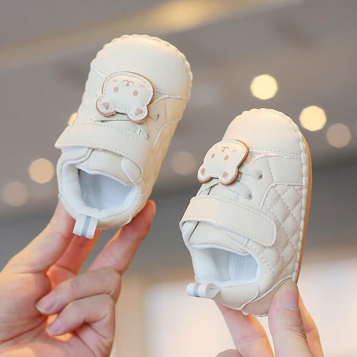 G. DUCKKIDS baby toddlers spring and autumn style soft sole newborn sewing shoes for boys' shoes cute Velcro girls' shoes C23 single shoes beige size 10.5cm 14