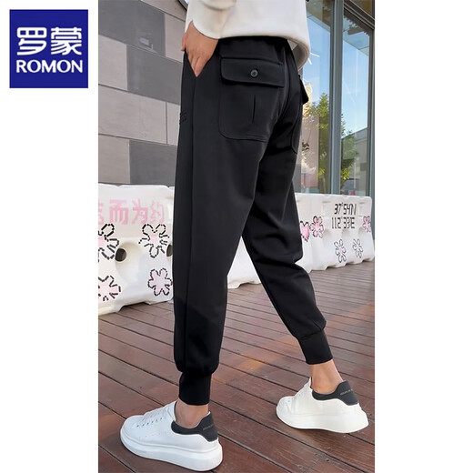 Romon 2025 Spring New Tend Capital Capas casual para hombres Pantalones deportivos de moda versátiles para pantalones de harén jóvenes negros 28