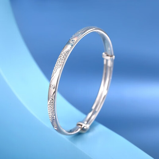 Mengjinyuan Platinum Bracelet PT950 Imitation Diamond Turn Flower Colorful Bracelet Push-Pull Style Women's Gift for Girlfriend, About 19.94g