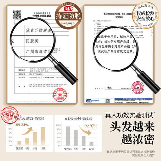 Dai Qingsi Anti-hair Loss and Growth Shampoo Official Hair Firming Lotion Anti-Breakage and Growth Hair Cream Flagship Oil Control and Anti-Dandruff Men's and Women's Store 2 bottles 840ml Anti-hair loss, firm and smooth hair