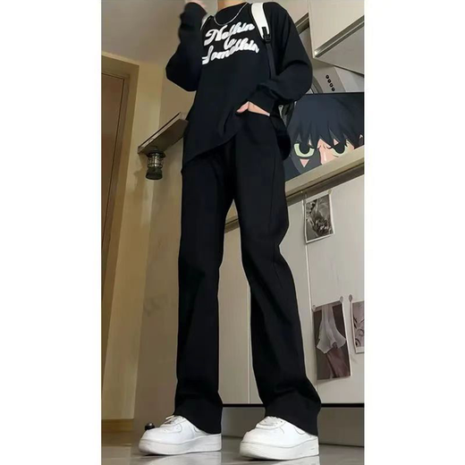 7家优品 微喇牛仔裤男士春夏季款美式复古高街修身宽松直筒长裤子男 DF-701黑色常规 S