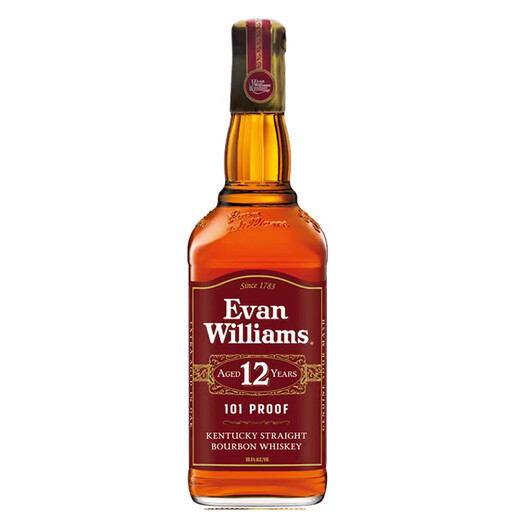 爱威廉斯（Evan Williams）威士忌 美国肯塔基波本威士忌 原瓶进口洋酒 送礼佳品 鸡尾酒套装 爱威廉斯12年波本威士忌 750mL 1瓶