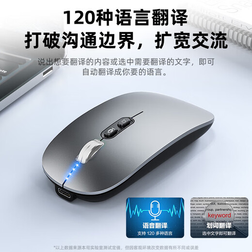 斯泰克（stiger）AI智能语音蓝牙无线鼠标 人体工学设计轻量化 适用苹果华为电脑充电办公鼠标三模语音打字翻译识别
