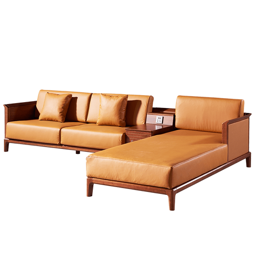 Sofá de paquete suave de madera maciza Guangming Sala de estar simple Combinación de sofá de concubina imperial 3892 Sofá de esquina derecha