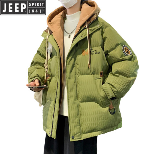 吉普（JEEP）青少年冬季羽绒服男孩初中学生国际品牌假两件外套大童白鸭绒防寒 9930米色（白鸭绒外套） L 100-120斤左右