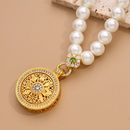 Sen uses diamond-encrusted high-end buckle head plated with 18k gold pearl necklace connecting buckle head DIY jade pendant sweater chain with gold universal buckle