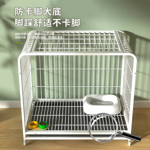 Dog cage small dog indoor stainless steel cage with toilet Shiba Inu Corgi pet cage dog fence thick and reinforced 78#785067cm classic black