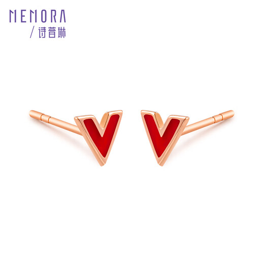 Shipulin 18K gold stud earrings 18K gold rose V-shaped earrings 18K rose gold