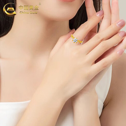 CHINA GOLD six-claw gold ring for women, pure gold solid ring, hand jewelry, Valentine's Day birthday gift for girlfriend and lover, six-claw ring, about 1g, circle number 12