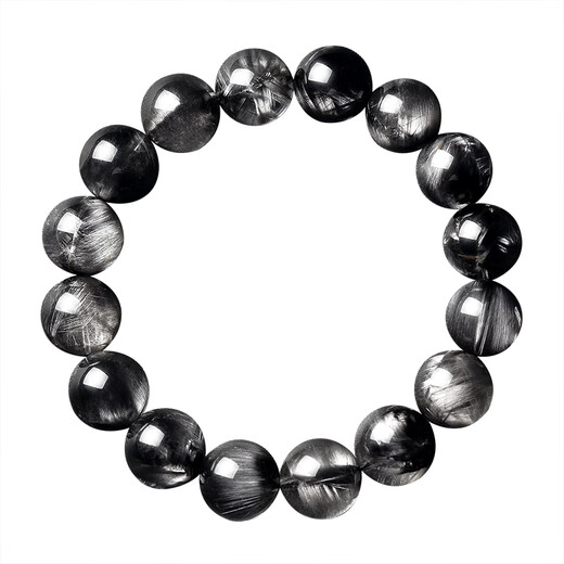 Eternal symbol light luxury brand collection grade natural black silver titanium crystal bracelet for men and women single circle black hair crystal cat eye high-end crystal bracelet, body protection and evil spirit 7mm - collection grade natural Brazilian black