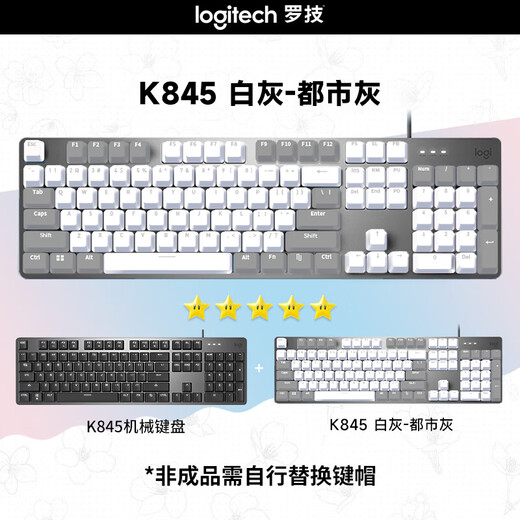 Logitech K845 Mechanische Tastatur Office Games E-Sporttastatur Metal Kabel-Keyboard Game Office 104 Taste Tastatur GEYBOARD EINZIGE LICHT FÜR BIFT K845 TTC Blue Achse-Urban Grey