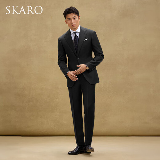 SKARO【高支数澳洲纯羊毛】高端商务西装外套男休闲单西结婚西服 黑色SKG013（单西） 44