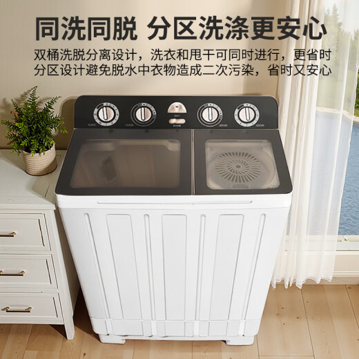 日普（RIPU）双桶双缸洗衣机半自动家用 大容量宿舍租房家用小型波轮洗脱分离 16公斤双缸 | 强力去污【洗10+脱6】