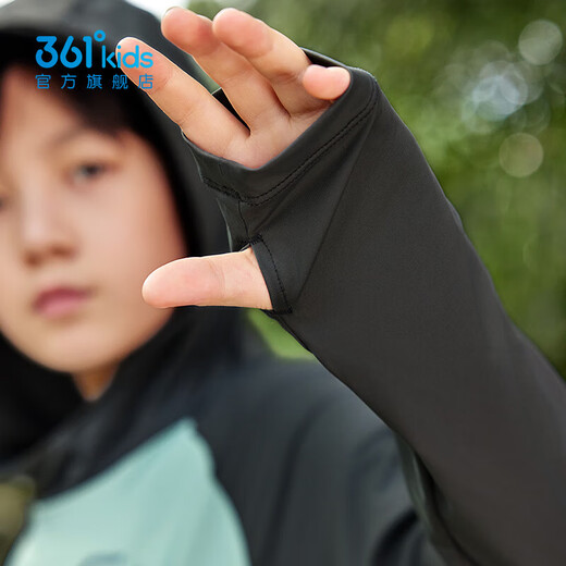 361 Children's clothing boys' hooded long-sleeved sweater 2025 spring new style medium and large children's tops sun protection base layer Hong Kong gray green/gravel gray 170