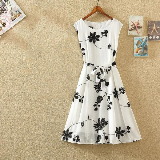 Ice Magenta Fashion Set Damenkleid 2025 Sommer Neues schlankes, hoch tailliertes Retro-gedrucktes kleines schwarzes Kleid Top + Weiß bedruckt