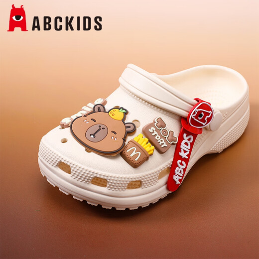 ABC Kinder Kinderschuhe Summer Männer und Mädchen Sandalen weiche Sohle-Loch-Schuhe Kapibala Beach Schuhe 8597 Beige 30-31