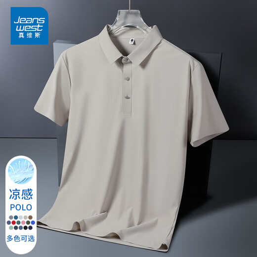 真维斯（JEANSWEST）王一博代言冰丝无痕POLO衫上衣男夏季薄款透气短袖吸湿排汗体恤衫 BYBL-12358中灰 3XL