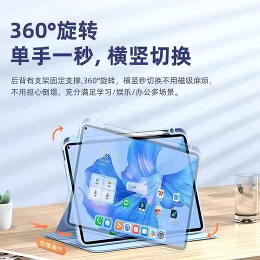 
Min Qiao is suitable for iPad Pro rotating with pen slot protective cover 9.7-inch ipadpro 9.7-inch flat shell iPad Apple iPad ProA1674 flip jacket anti-fall A1675 belt [Lavender gray] A1673/A1674/A16755