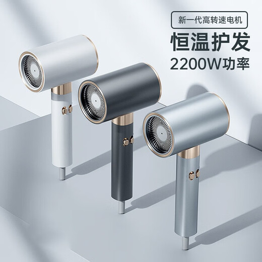 Sangsha high-speed hair dryer for hair use, household hair dryer, light sound, negative ions, high power, no harm to hair, high wind power, constant temperature, large air volume, quick drying electric air blower 2400W hair care hair dryer, high configuration and high rotation 2400w, porcelain white