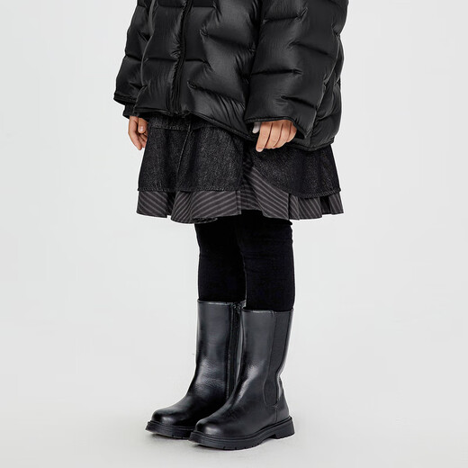 Jnby por Jnby Jiangnan Buddies Ropa para niños Botas de tubo de medio cuero Multicolor cómodo, de otoño e invierno, niños y niñas niños 6o9m13590 001/negro 33 tamaño