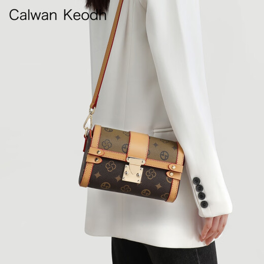 CALWAN KEODH官网包包女包斜挎包复古单肩高级感小包圆筒包生日礼物送女友老婆 【咖色】品牌小众百搭实用走心女生闺蜜