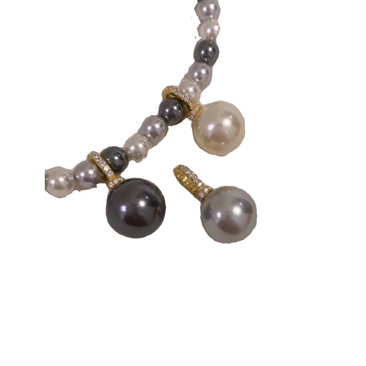 Fat Donglai's same style pearl pendant, strong light Australian white silver buckle, light luxury summer clavicle necklace, silver buckle/cold light Australian white 12mm