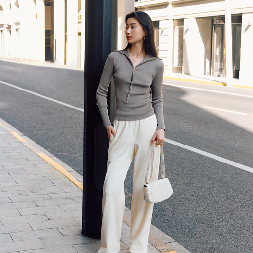 Ep yaying Damen tragen Wolle Reißverschluss Lampe Slim Strick Sweater Top Einkaufszentrum 9922a Grau 2xl
