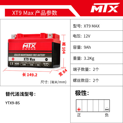 MTX PARTS适用KTM200 250 390 690 790duke杜克/RC390 1290ADV摩托车电瓶 KTM390Duke/390ADV