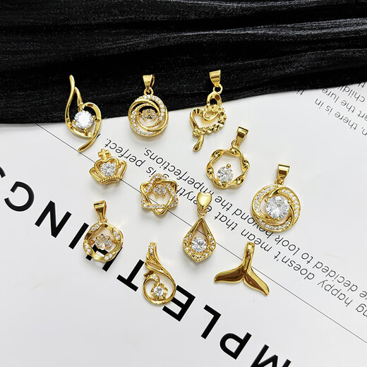 Puli 18K sand gold pendant women's gold-plated necklace single pendant without chain gold-plated clavicle chain single pendant 18k (diamond small waist)