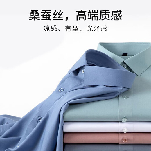 Romon (Romon) [Mulberry Silk Iron] Camisa de manga corta para hombres camisa blanca camisa delgada