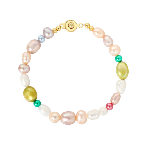 JINHUANG JENVORL Natural Baroque Dopamine Color Pearl Bracelet Women's Light Luxury Ins Niche Design Exquisite Bracelet Jewelry Pastel Bracelet