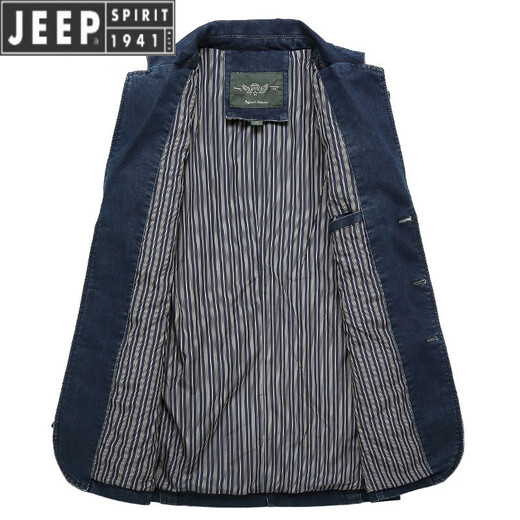 JEEP SPIRIT2025 Spring and Autumn New Denim Suit Men's Casual Loose Large Size Youth Denim Suit Jacket Dark Blue M