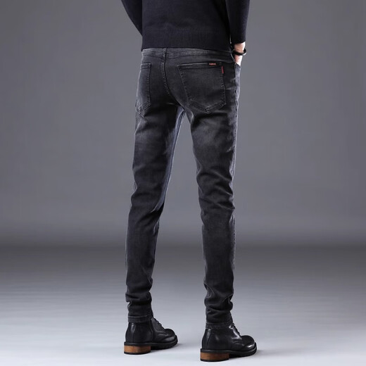 
JEEP SPIRIT genuine Jeep high-end jeans men 2025 summer thin slim foot high-end elastic casual pants men 1048 black regular size 30 waist circumference 2 feet 3 suitable for 110-120 Jin [Jin equals 0.5 kg]