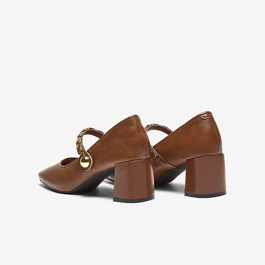 Best 25 Spring Mode Retro Mary Jane Schuhe Dicke High Heel Square Toe Frauen Singles F1509AQ5 Brown 37