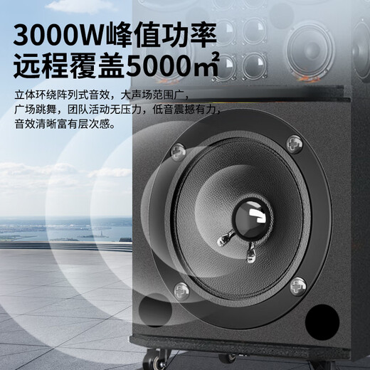 Amoi square dance audio outdoor karaoke lever mobile Bluetooth speaker live broadcast home 12-inch three-way subwoofer amplifier with microphone 15-inch six-way 17 speakers (dual wireless microphones)