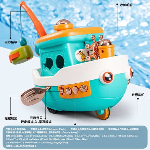 Smart Little Expert Children's Fishing Magnetic Toy Electric Universal Boat Toddler Puzzle 1 to 3 Years Old 6 Female Baby One Year Old Gift Boy Multifunctional Fishing Boat Red 9914C 3 Sections No. 5 + Screwdriver