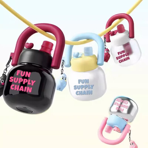 JD Logistics Internet celebrity cute water cup double drink carry kettle large capacity portable plastic cup student girl silver pink 800ml