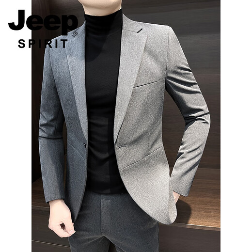 JEEP SPIRIT suit suit casual men's small suit jacket autumn and winter 2025 new business sense handsome slim Korean style casual dark gray single suit M recommended 100Jin Jin equal to within 0.5 kg