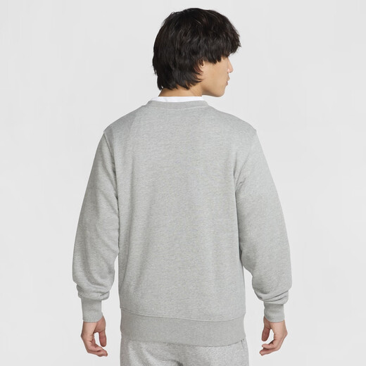 Nike (NIKE) official men's french wool top autumn round neck sweatshirt embroidery soft and comfortable FN3889 063 color adjustment dark gray/white L