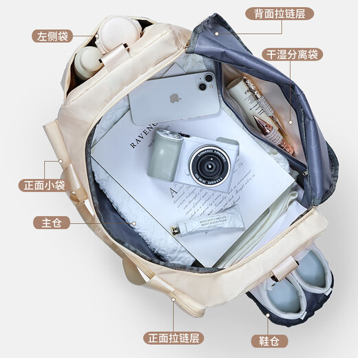 Easy Travel Package große Kapazität Sports-Fitness-Tasche Kurzstrecken-Bordpaket für Reisebotten White White White