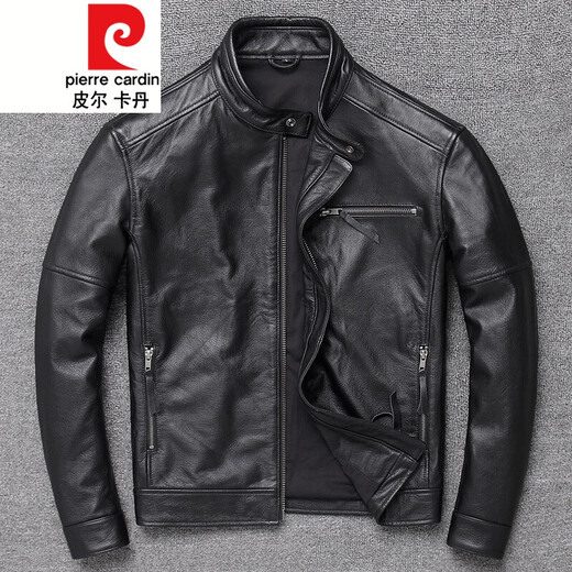 Pierre Cardin (Pierre Cardin) Couche supérieure avec veste en cuir en cube à vaches pour hommes en cuir pur en cuir de grande taille