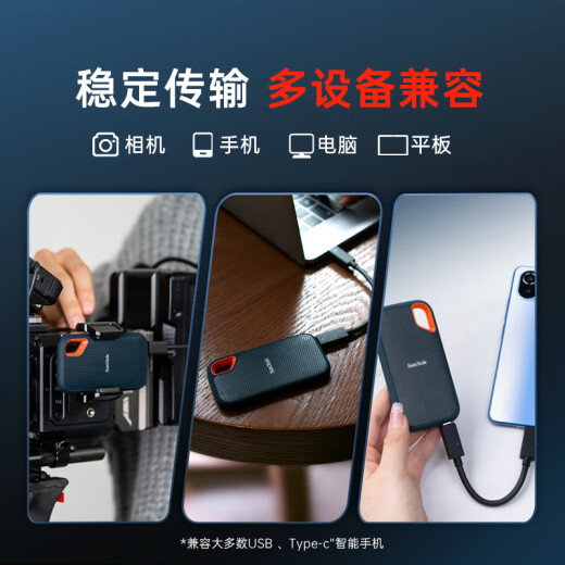 Sandisk Type-C USB3.2 NVME Mobile Solid State Drive (PSSD) E61 E61 Ausgezeichnete Ausgabe 1050 MB/s Drei-Defense-Schutz Mobile und Laptop externe SSD E61 Ausgezeichnete Edition Oberste Geschwindigkeit [1TB]