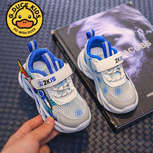 G.Duckkids Little Yellow Duck Boy Sports Schuhe Leuchten Kinder atmungsaktive Netzschuhe für Kinder im Sommer New Hollow Fashion Cartoon Blue Single Net Sommer A829 21 Inner Länge 13,5 cm