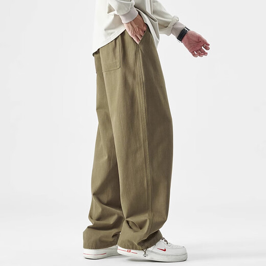 FOG SKY casual pants men spring and summer loose comfortable pendant casual versatile trousers multi-color simple straight work pants men 718-K628 black 3XL (recommended 175-190Jin [Jin equals 0.5 kg])